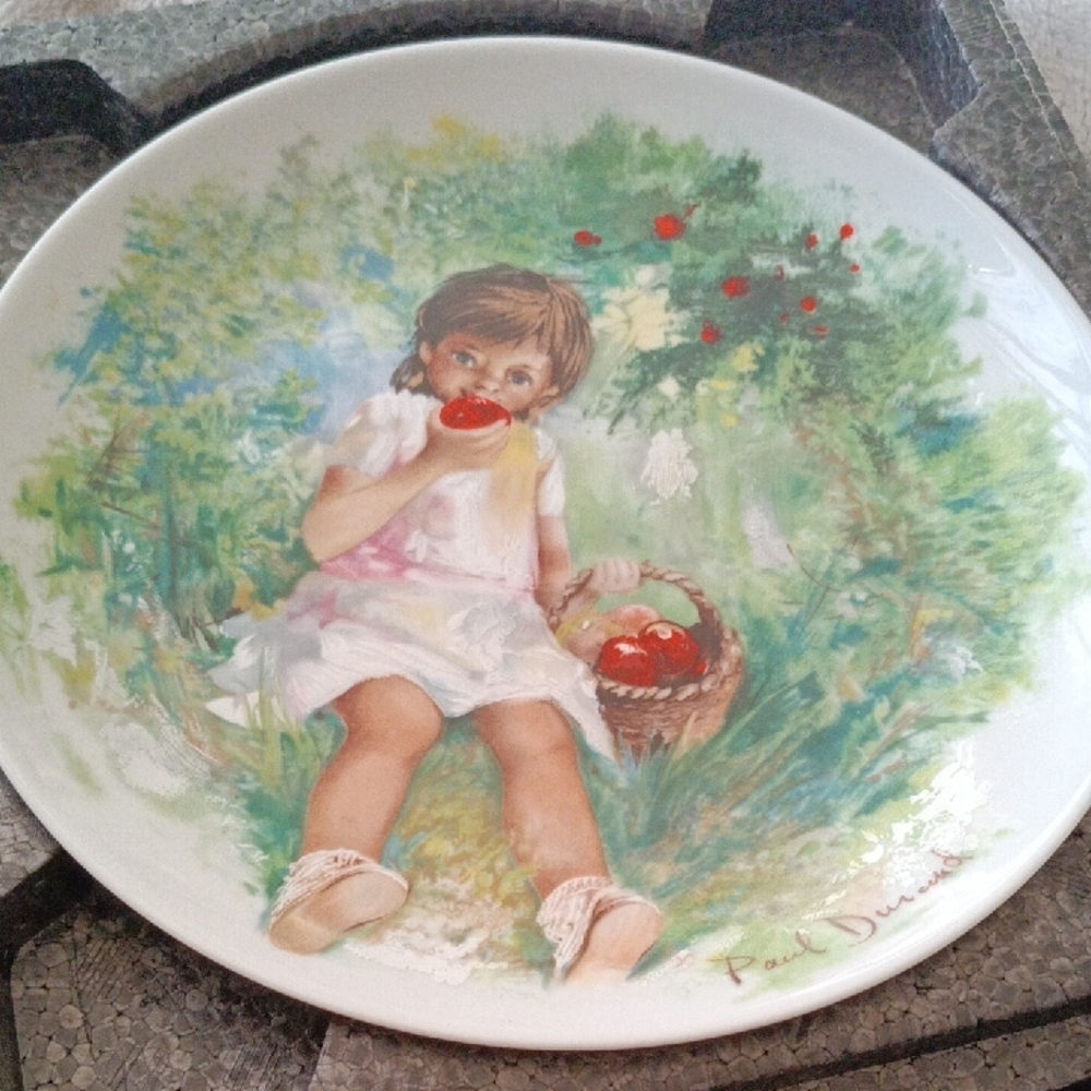 Decorative Plate with Girl and Apples